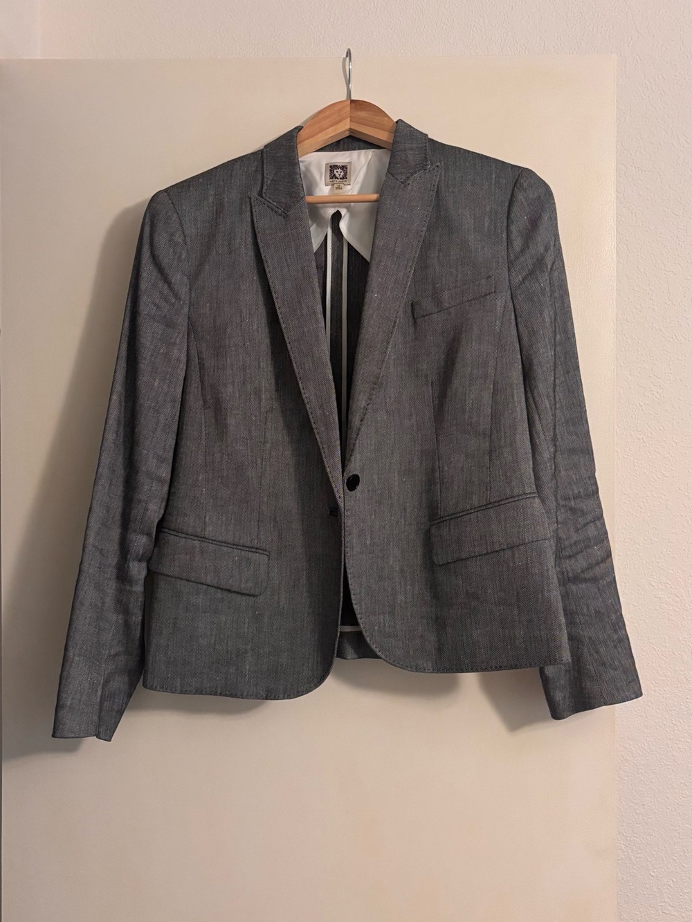 Anne Klein Charcoal Gray Single-Button Blazer